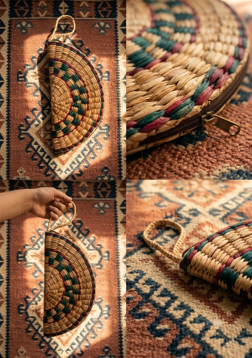 Handwoven Kauna Grass Clutch with Traditional Weaving