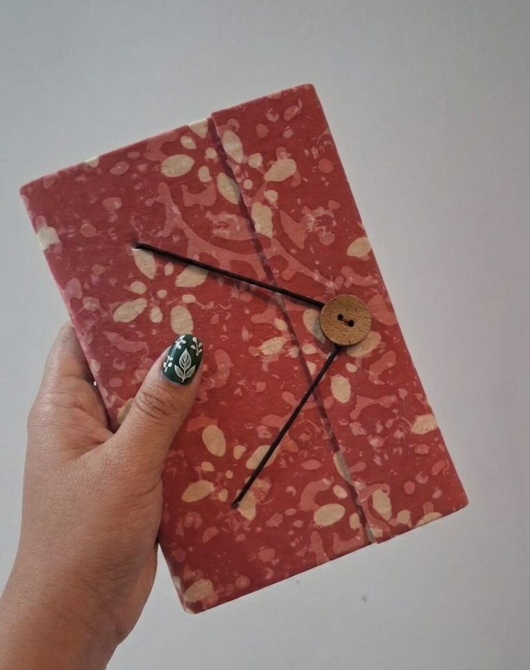 Fabric Cover Journal with Handmade Unbleached Paper