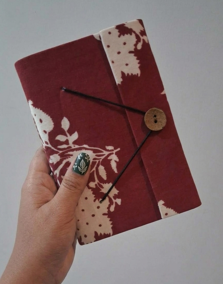 Fabric Cover Journal with Handmade Unbleached Paper