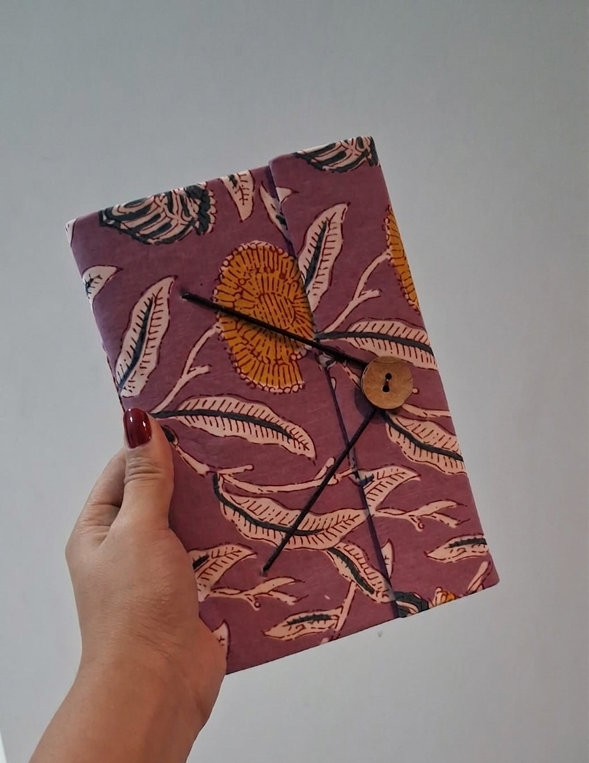 Fabric Cover Journal with Handmade Unbleached Paper