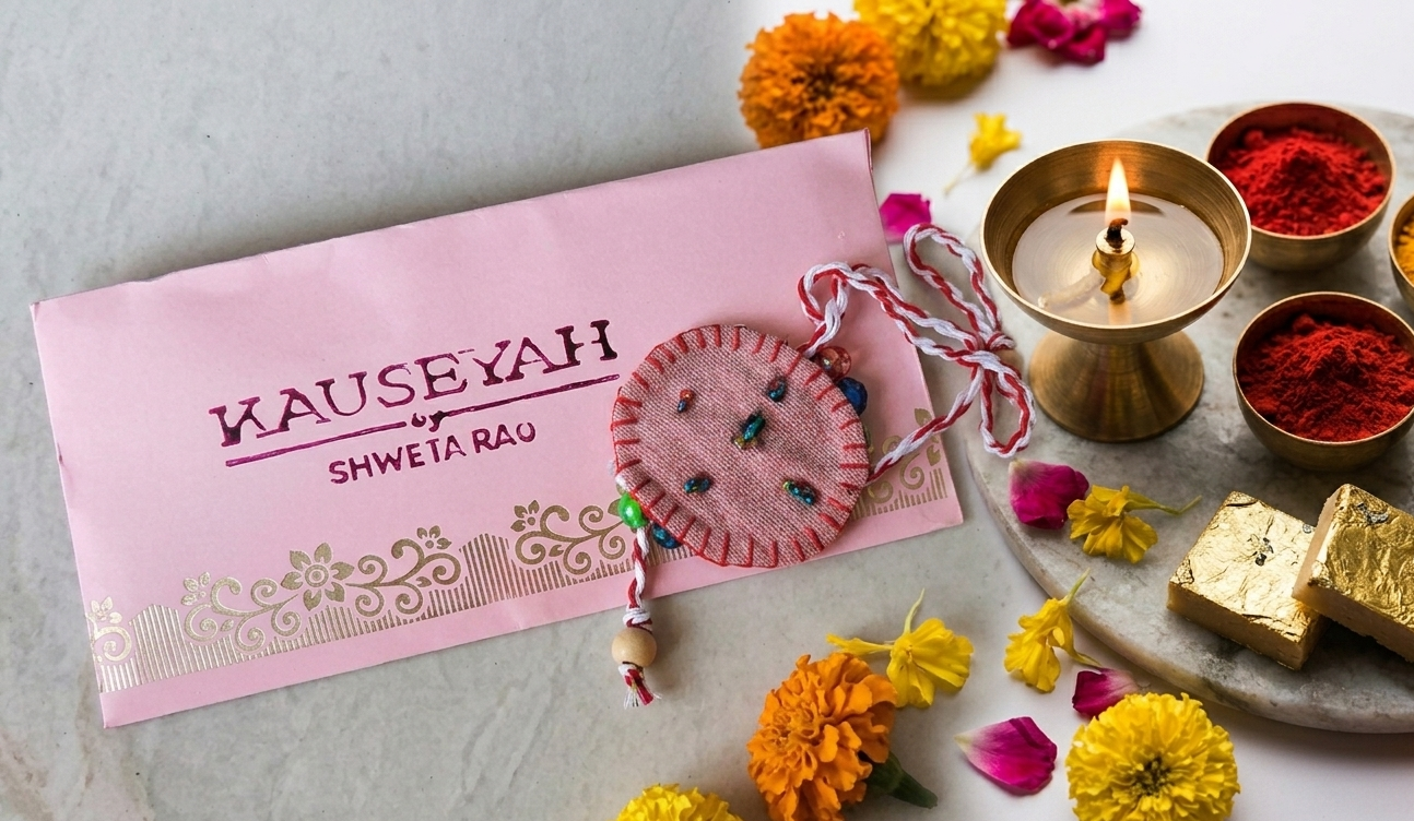 Hand-Embroidered Textile Rakhi