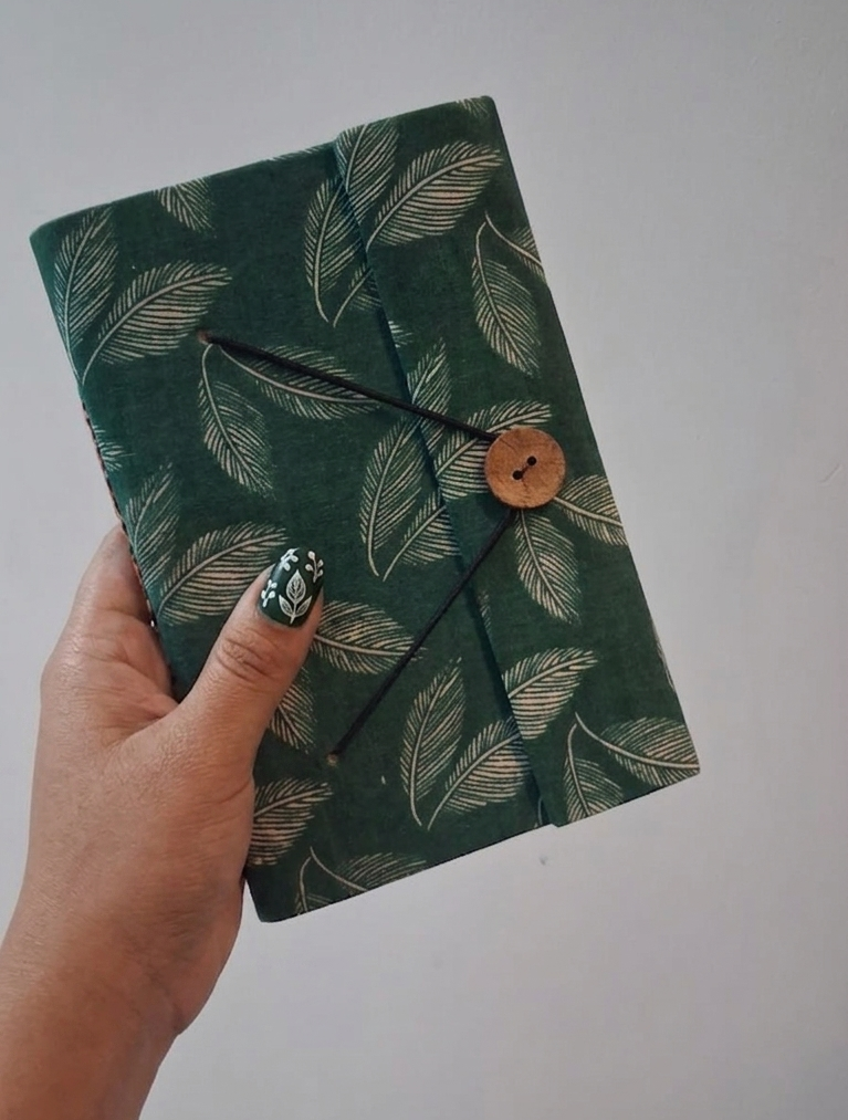 Fabric Cover Journal with Handmade Unbleached Paper