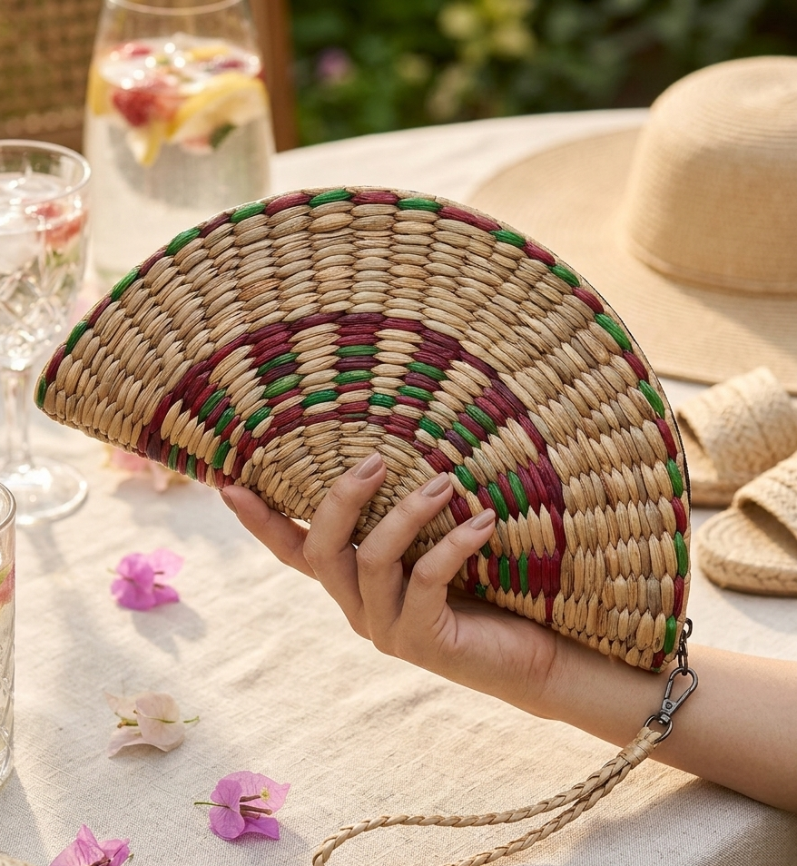 Handwoven Kauna Grass Clutch with Traditional Weaving