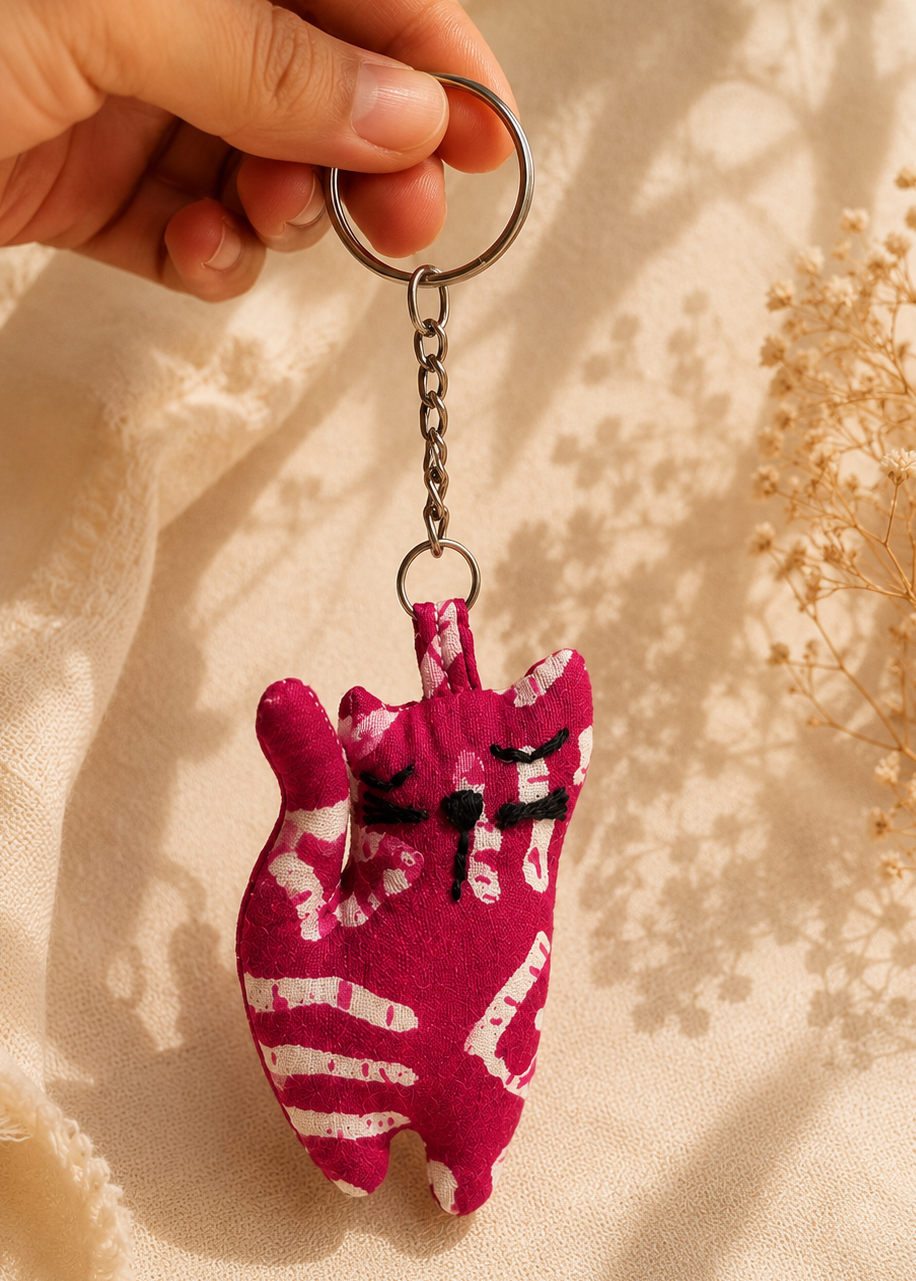 Meow Fabric Key Chain
