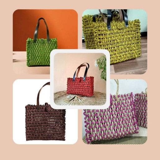 Handcrafted Sabai Grass Mesh Travel Bag