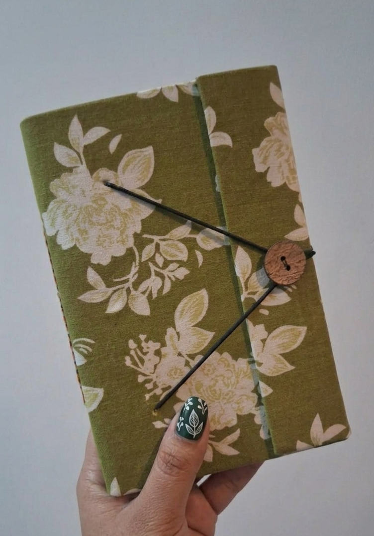 Fabric Cover Journal with Handmade Unbleached Paper