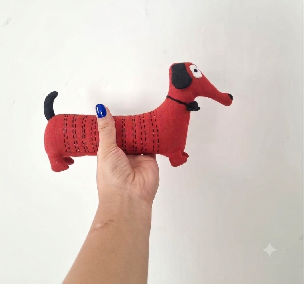 Textile Handembroidered Dachshund