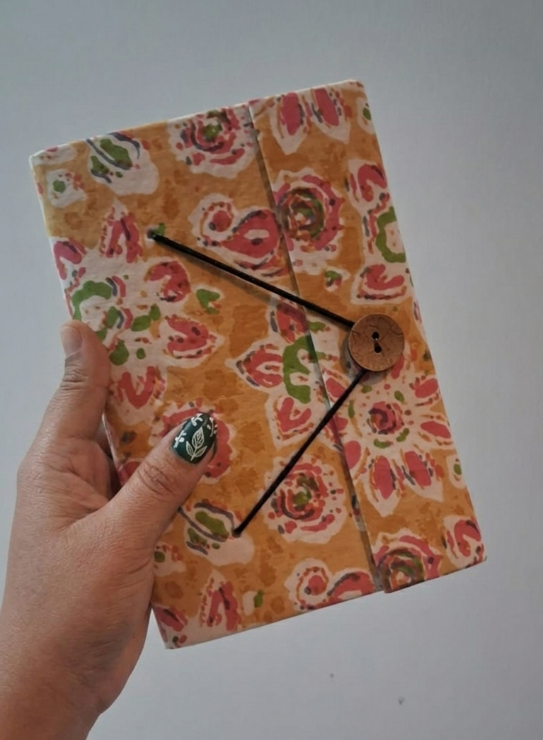 Fabric Cover Journal with Handmade Unbleached Paper