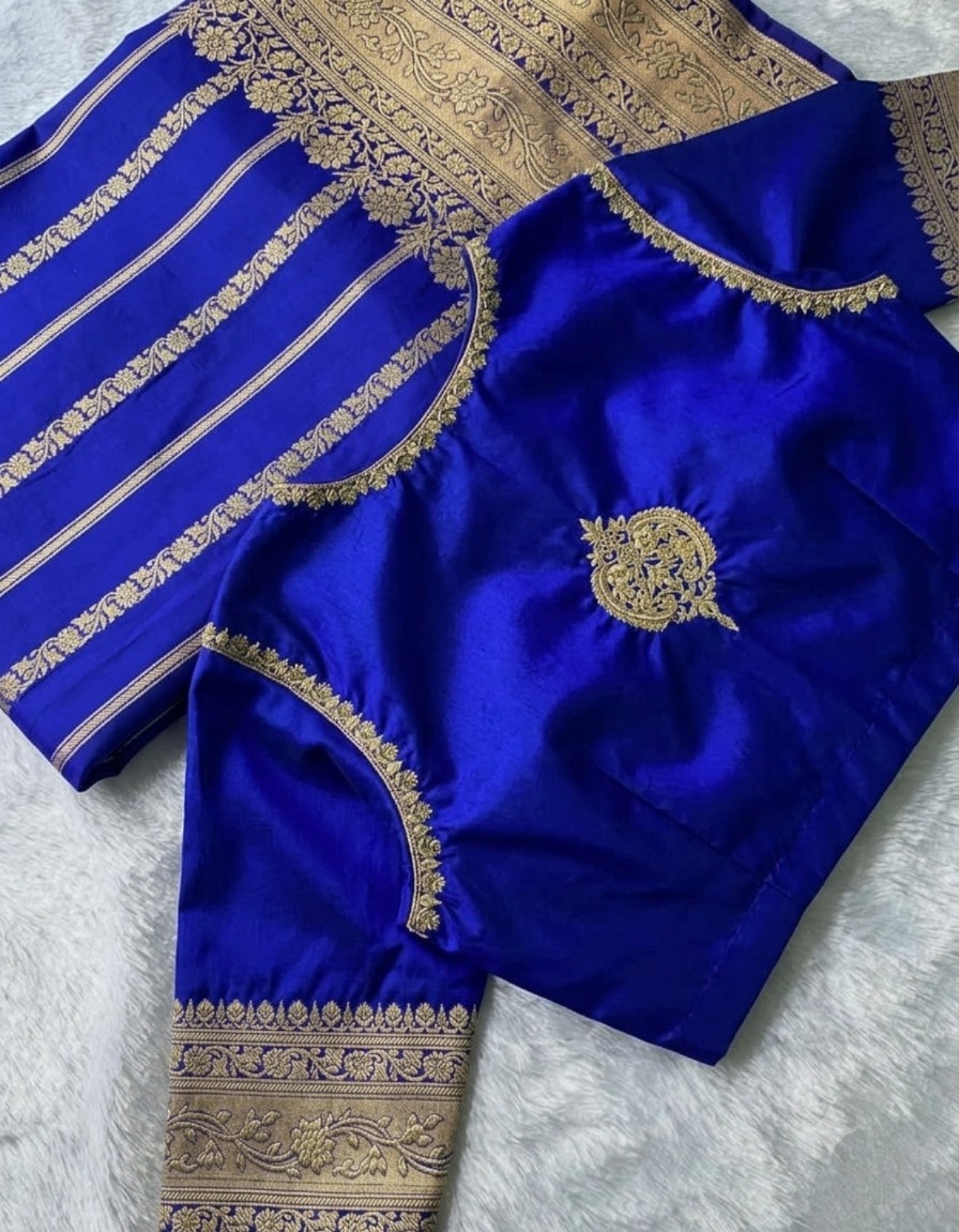Mashru Silk With Hand-Embroidered Bridal Blouse