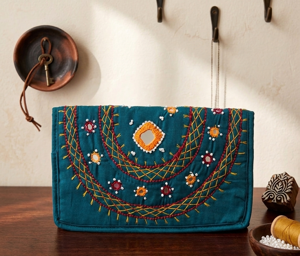 Hand-Embroidered Banjara Clutch