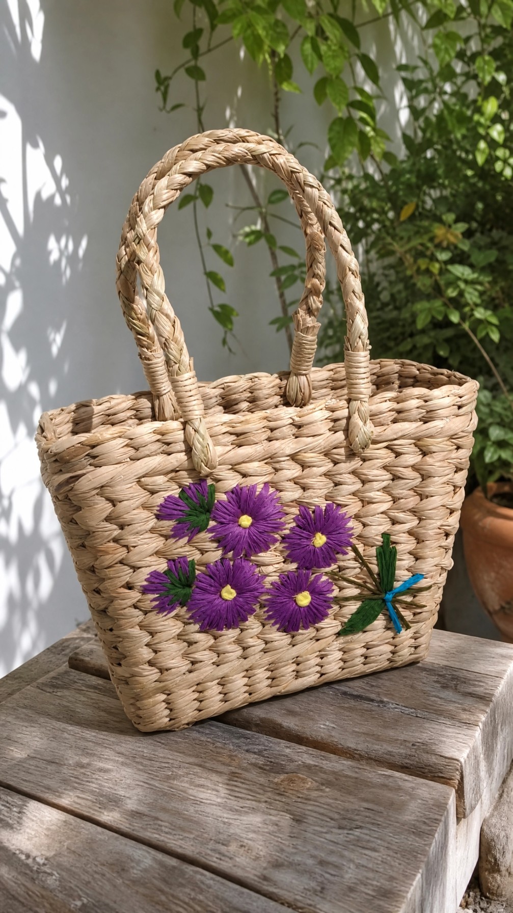 Hand Embroidered kauna Grass Basket