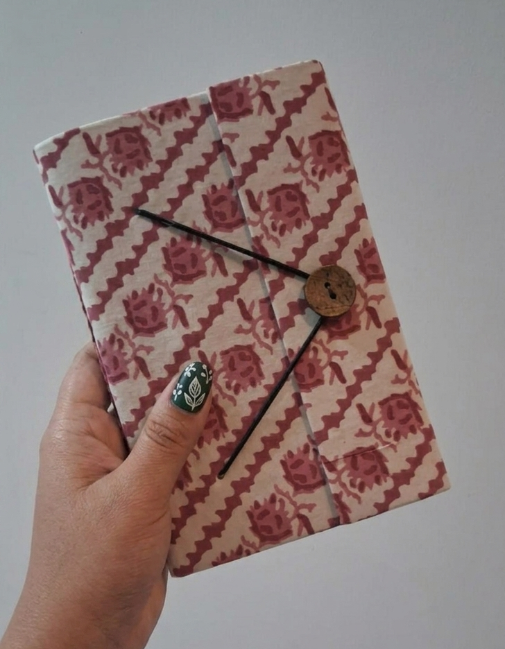 Fabric Cover Journal with Handmade Unbleached Paper