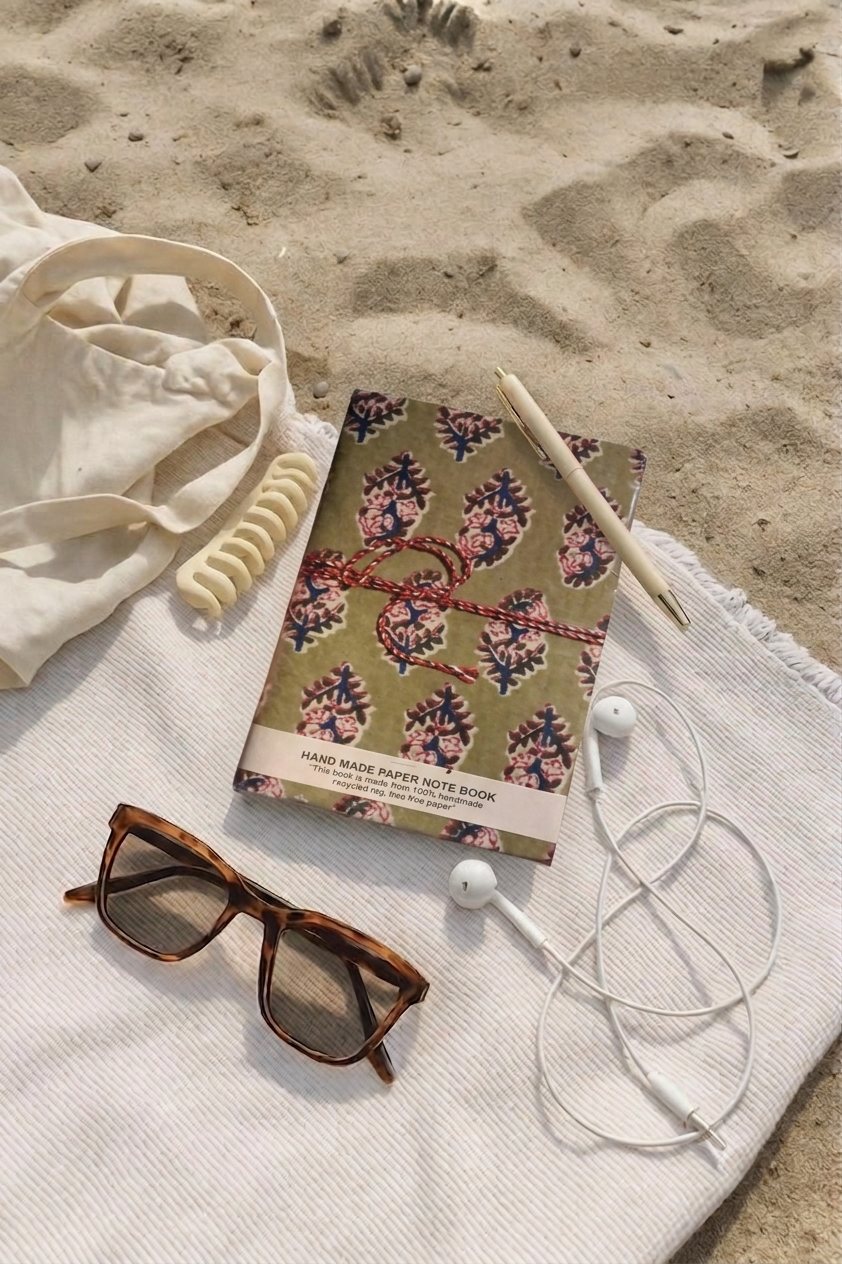 Fabric Cover Journal with Handmade Unbleached Paper