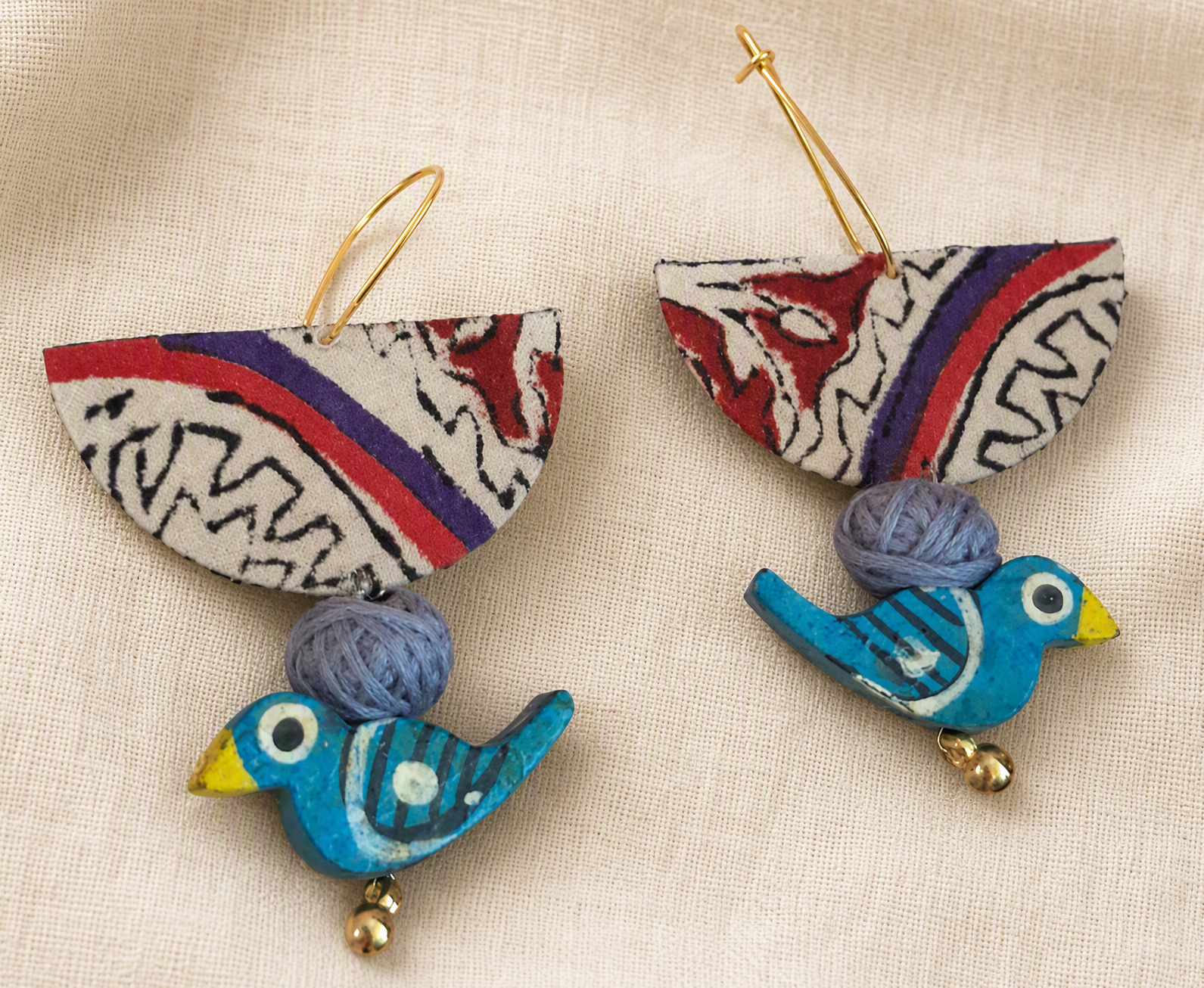 Kuhu Upcycled Handmade Textile Earring