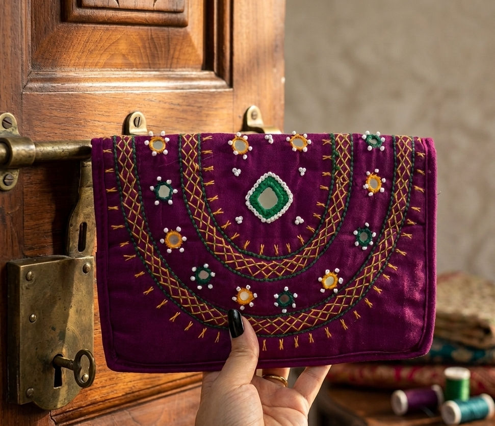 Hand-Embroidered Banjara Clutch