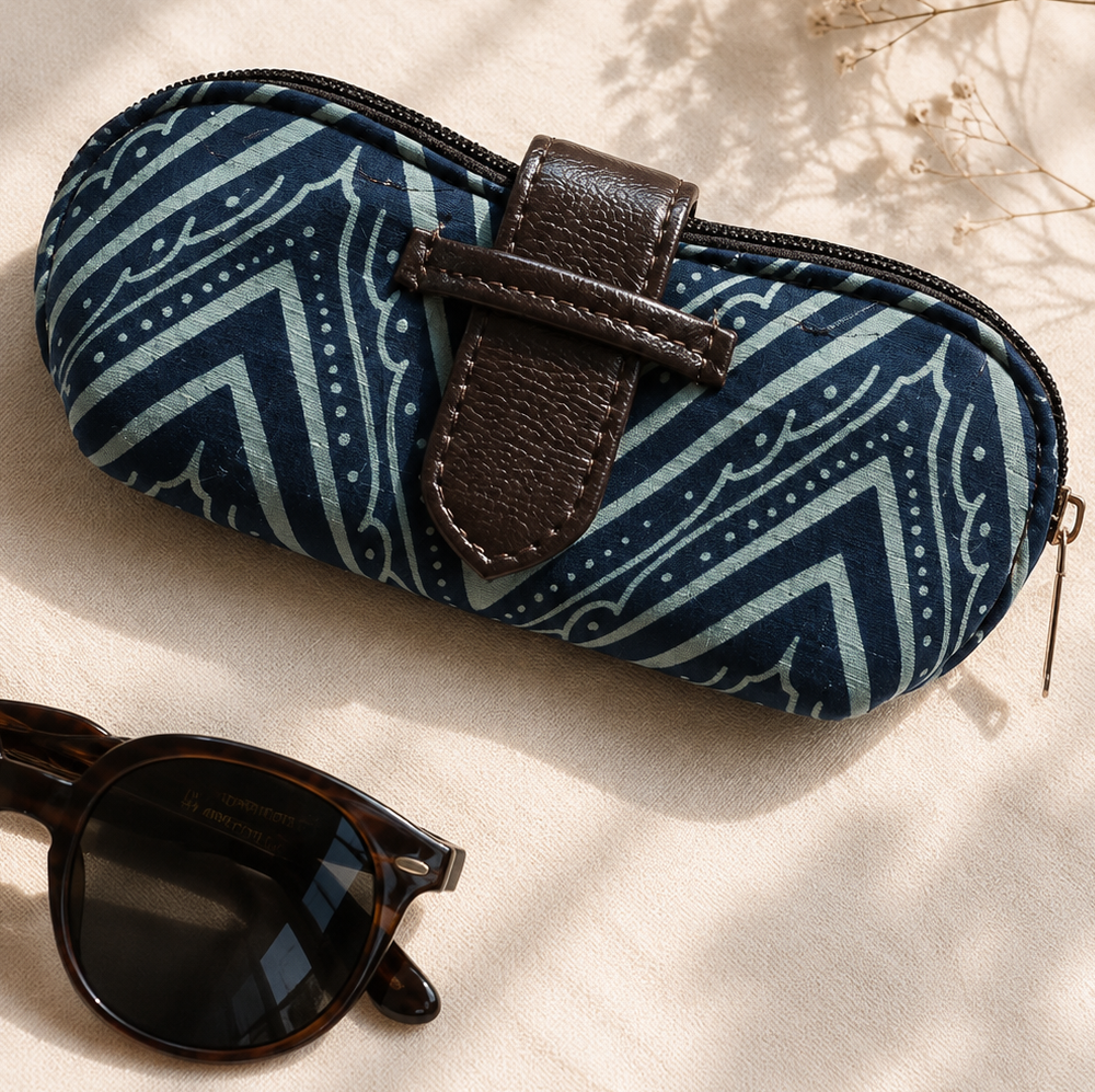 Indigo Lines Quilted Sunglasses Pouch