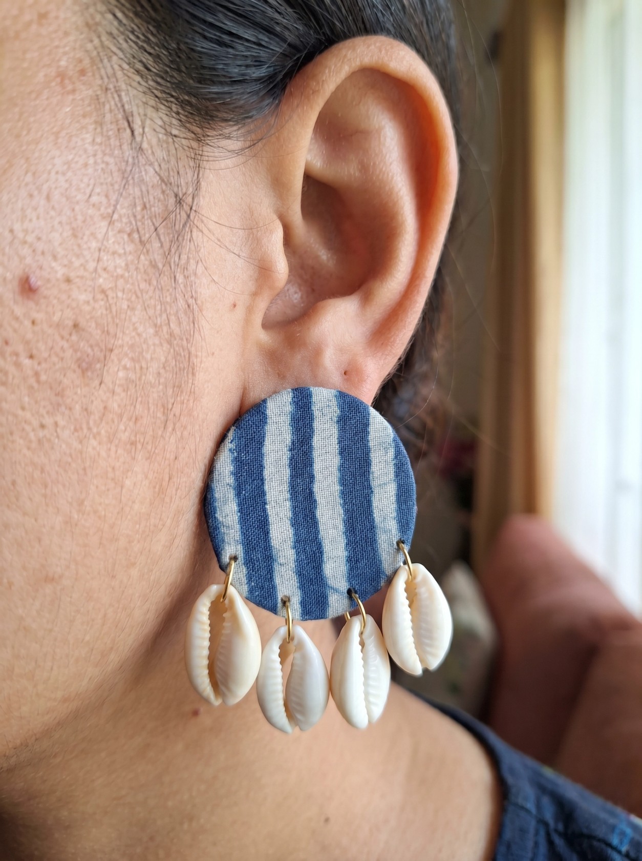 Indigo Upcycled Handmade Textile Earring