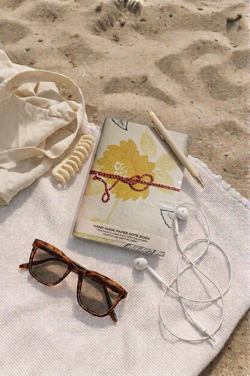 Fabric Cover Journal with Handmade Unbleached Paper