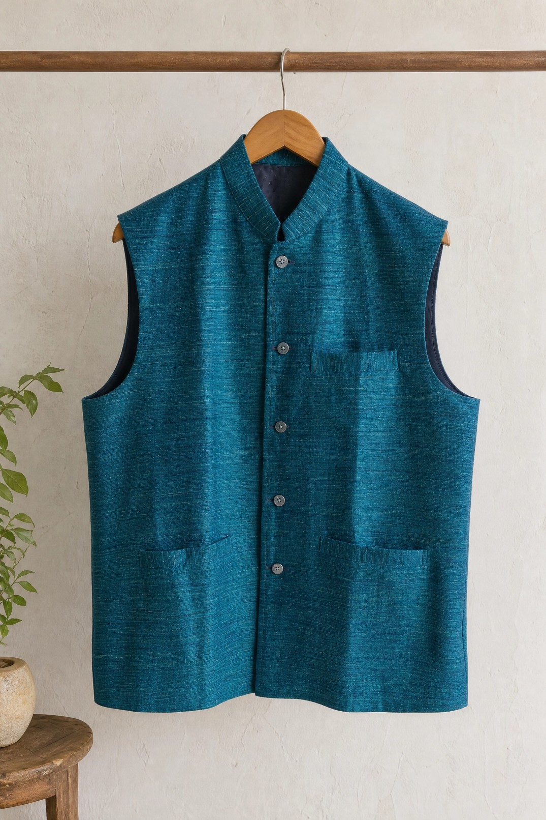 Handloom Kosa Silk Jacket for Men