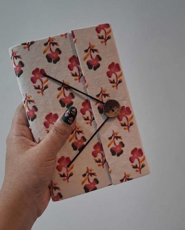 Fabric Cover Journal with Handmade Unbleached Paper
