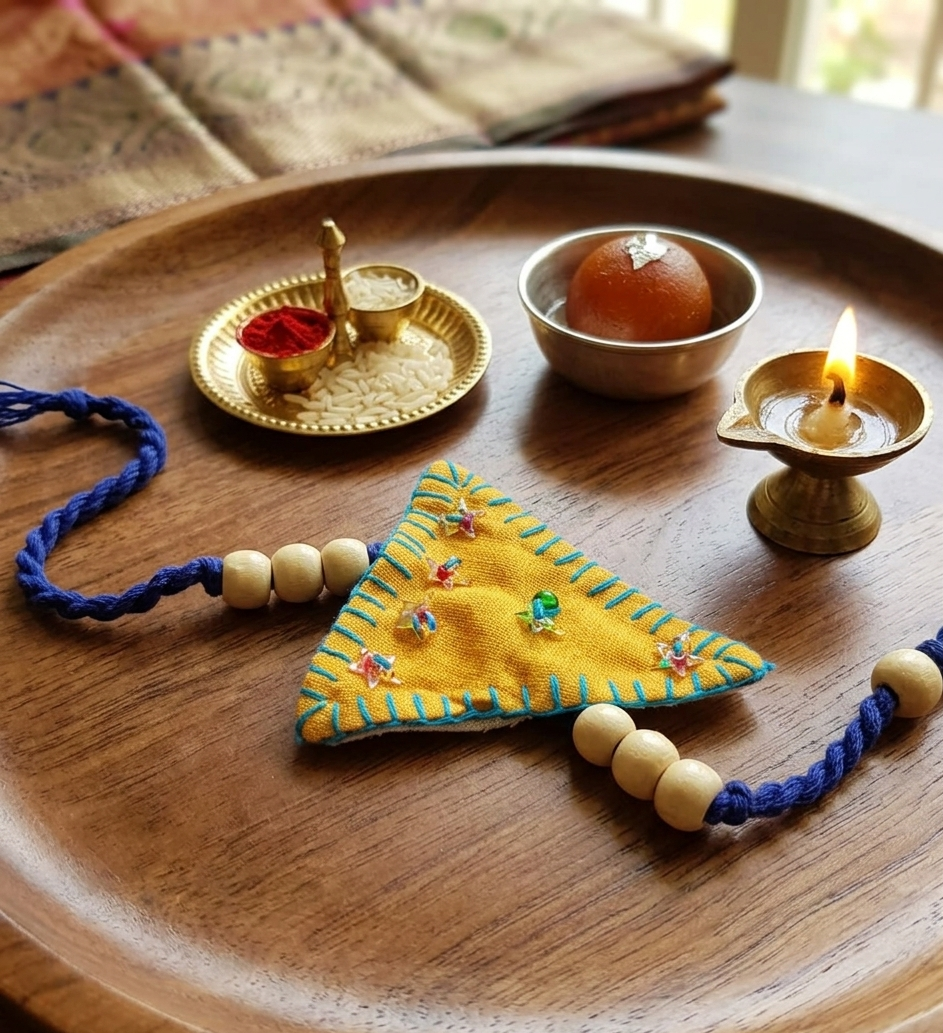 Hand-Embroidered Textile Rakhi