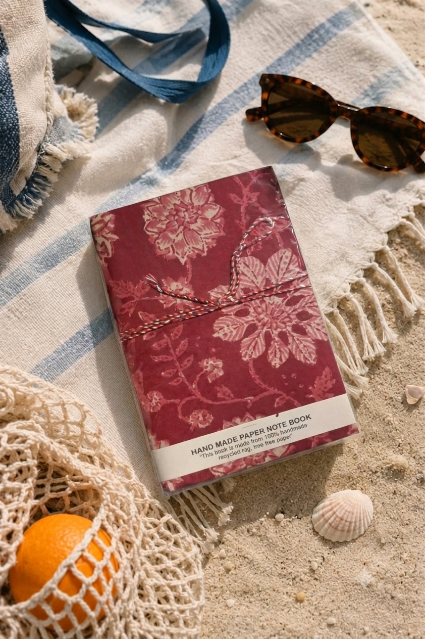 Fabric Cover Journal with Handmade Unbleached Paper