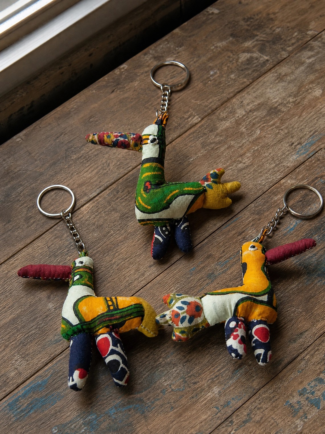 Handmade Fabric Birdie Keychain