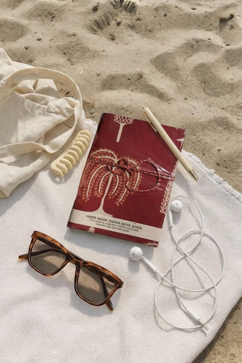 Fabric Cover Journal with Handmade Unbleached Paper