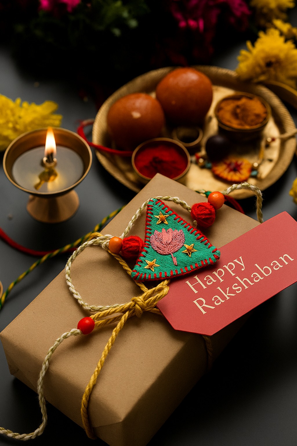 Hand-Embroidered Textile Rakhi