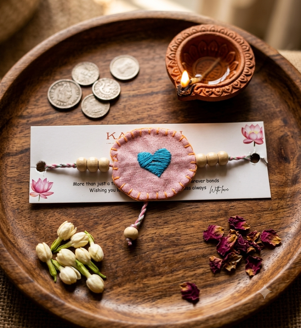 Hand-Embroidered Textile Rakhi