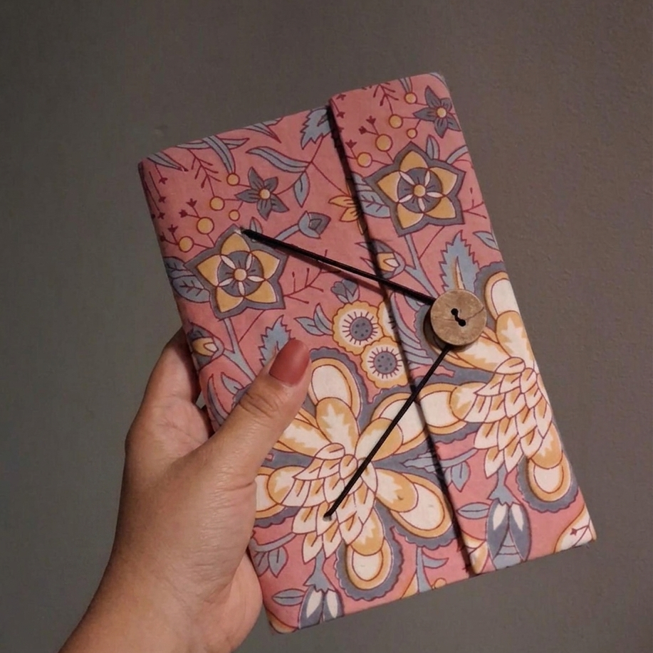 Fabric Cover Journal with Handmade Unbleached Paper